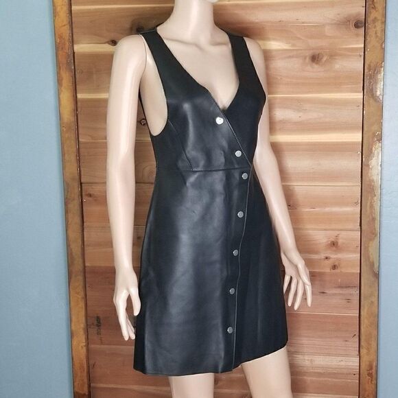 Maje Rajani V-Neck Leather Dress (size 3) - Picture 9 of 9